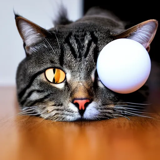 Image similar to a cat with a sphere instead of a head