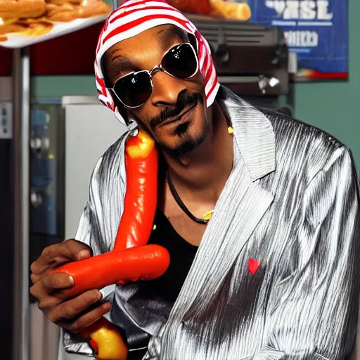 Image similar to snoop hotdog,