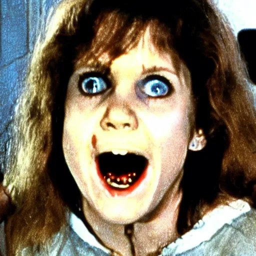 Prompt: possessed linda blair in the exorcist (1973)