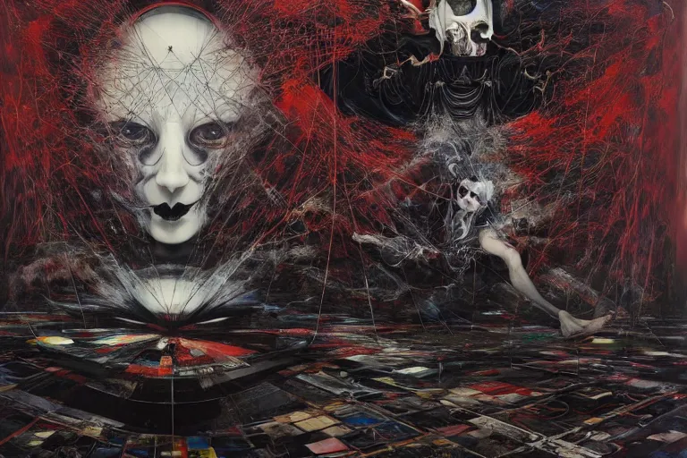 Image similar to The physical impossibility of death, in a brutalist architecture space ship, gothic, rich deep colours, creepy, diabolical, dark, mystical, intrincate, maximalism, painted by Francis bacon, Adrian ghenie, James jean and Petra cortright part by Gerhard Richter, part by Takato Yamamoto. 8k masterpiece