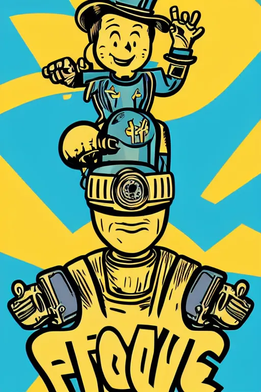 Image similar to fallout 7 6 retro futurist illustration art by butcher billy, sticker, colorful, illustration, highly detailed, simple, smooth and clean vector curves, no jagged lines, vector art, smooth andy warhol style