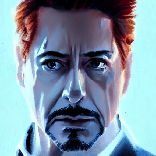 Image similar to concept art of tony stark, cinematic shot, painting by jama jurabaev, extremely detailed, brush hard, artstation, high quality, brush stroke