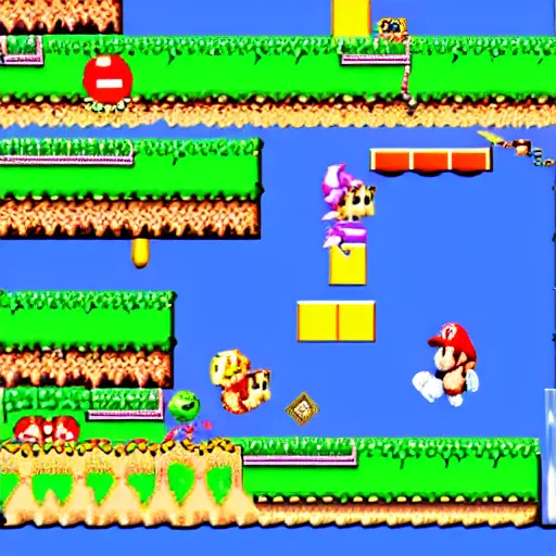 Image similar to screenshot from super mario world ( 1 9 9 1 )