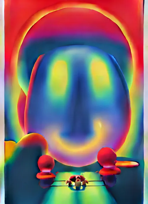 Prompt: help by shusei nagaoka, kaws, david rudnick, airbrush on canvas, pastell colours, cell shaded, 8 k