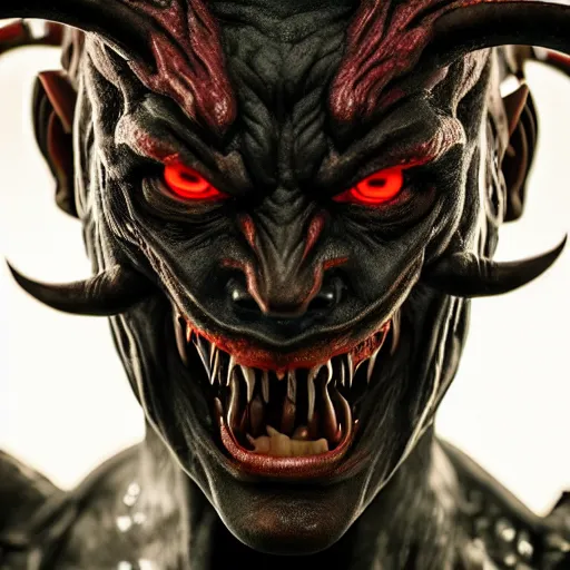 Image similar to a demon inspired by ribons created by the make up artist hungry, photographed by andrew thomas huang, cinematic, expensive visual effects