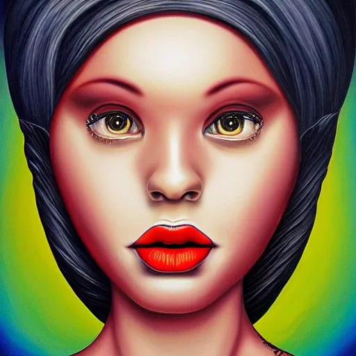 Image similar to very detailed, behance contest winner, a painting of a woman, pop surrealism, minimalist, detailed painting, skeuomorphic, an ultrafine detailed painting by rafal olbinski, airbrush art