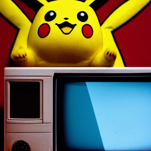 Image similar to Portrait Photography of Pikachu Crawling out of a Television