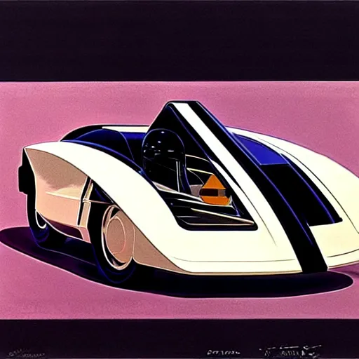 Image similar to concept art for a sidecar car, painted by syd mead, high quality