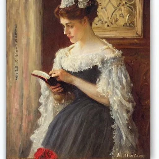 Image similar to victorian lady reading by alfred stevens