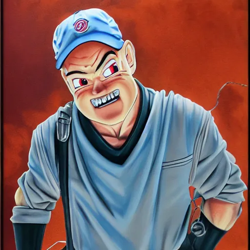 Image similar to Painting of David Koechner, official, detailed, character dragonball, award winning artwork, Akira Toriyama