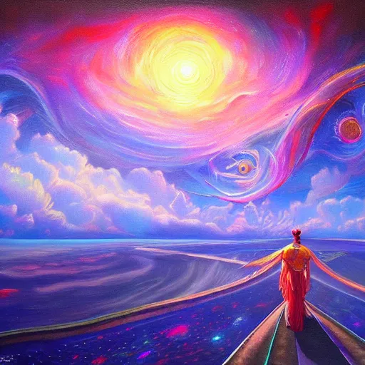 Prompt: astral realm journey in oil painting, trending on artstation, award winning, emotional vibrant, highly detailed surrealist art