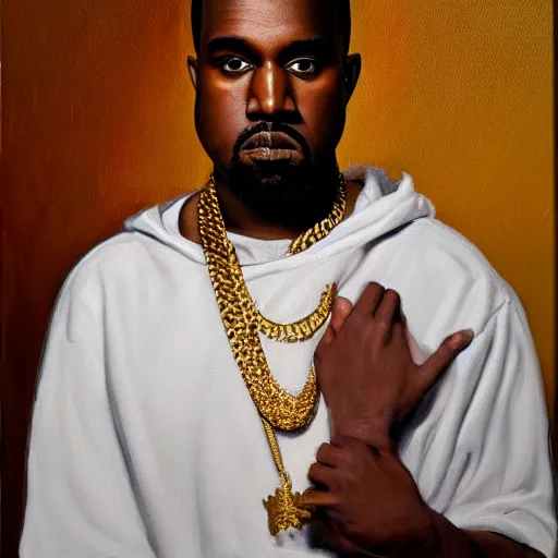 Prompt: Painting of Emperor Kanye West, Oil on Canvas, by Francois Gerard , split lighting, cinematic