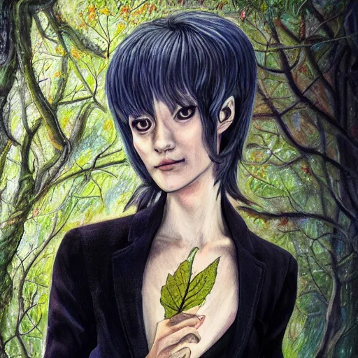 Image similar to A professionaly painted portrait of an archfey, 4k, painted by Junji Ito, trending on artstation, tasteful, bokeh, hyperrealistic, highly detailed, good proportions