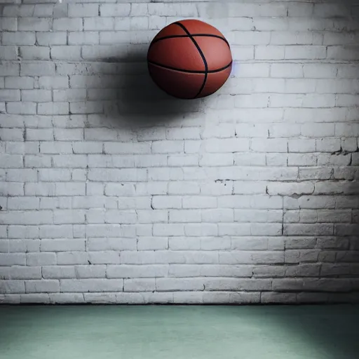 Image similar to studio photo of a floating a leather basketball, hyper realistic, 8 k