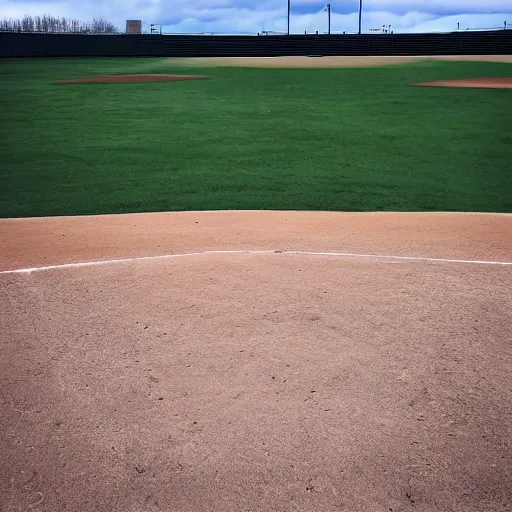 Image similar to deserted baseball field before a storm