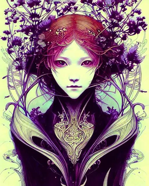 Image similar to Beautiful and playful ethereal ginger portrait, art nouveau, fantasy, intricate flower designs, elegant, highly detailed, sharp focus, art by Tsutomu Nihei, Artgerm and Greg Rutkowski and WLOP