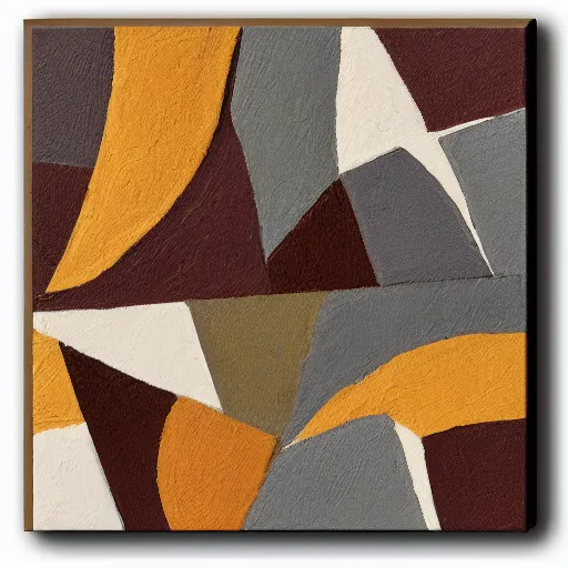 Image similar to masterpiece painting of thousands of three - quarter angle square rocky shapes emerging in rich earthy tones. abstract quality with an engineering feel. wind blown. even light.