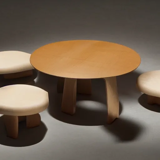 Prompt: wooden furniture designed by tadao ando for the tea drinking ceremony
