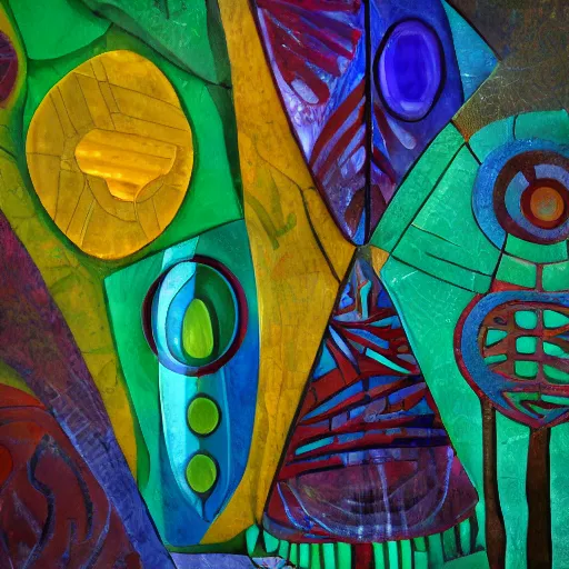 Image similar to gemstone forest, tribal art, neofuturism