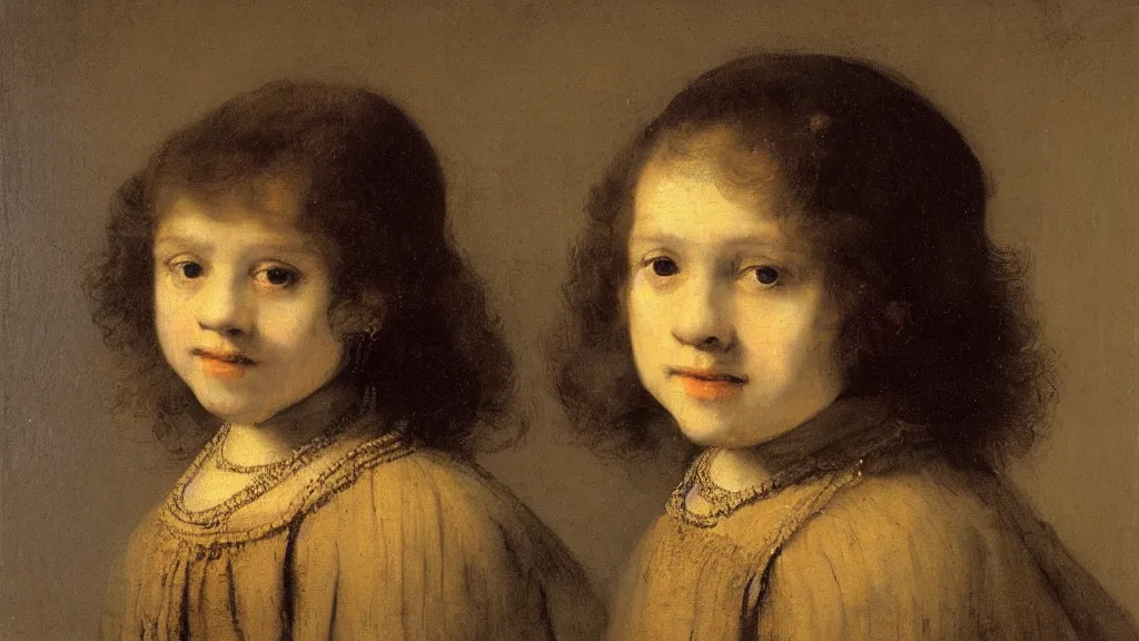 Prompt: A decent young girl portrait by Rembrandt.