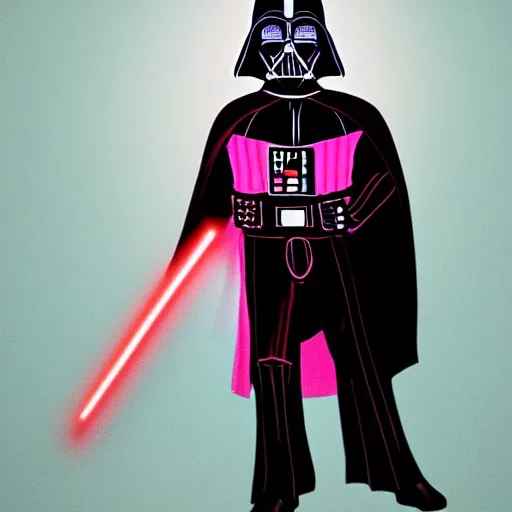 Image similar to Darth Vader in a pink suit