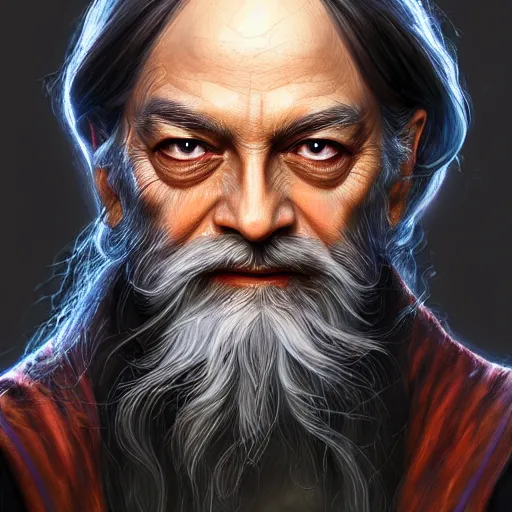 Prompt: Portrait of Osho, D&D, fantasy, intricate, highly detailed, digital painting, trending on artstation, sharp focus, illustration, style of Stanley Artgerm