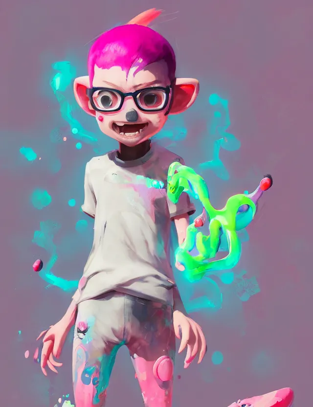 Image similar to a beautiful fullbody portrait of a cute splatoon male inkling with pink hair wearing tshirt leggings under sport shorts. character design by cory loftis, fenghua zhong, ryohei hase, ismail inceoglu and ruan jia. artstation, volumetric light, detailed, photorealistic, fantasy, rendered in octane