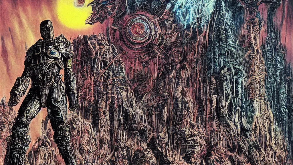 Image similar to exotic alien empire by Philippe Druillet, cinematic, hyperrealistic