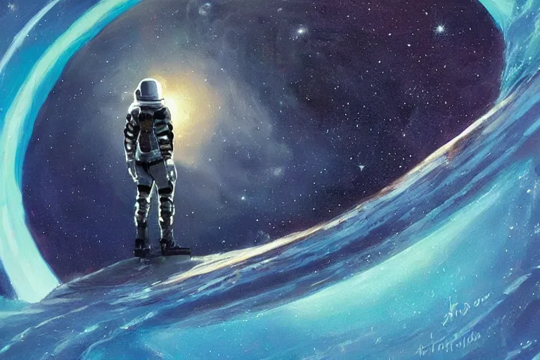 Prompt: interstellar astronaut, beautiful scifi painting