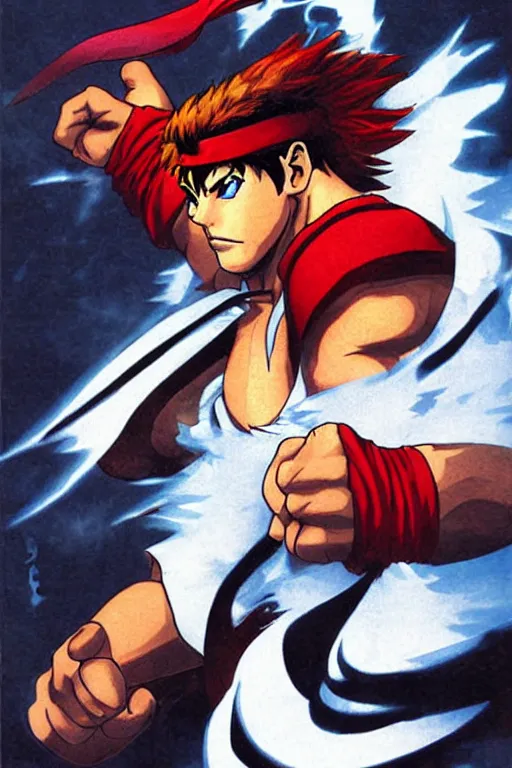 Ryu from Street Fighter 2 by Tite Kubo, Stable Diffusion