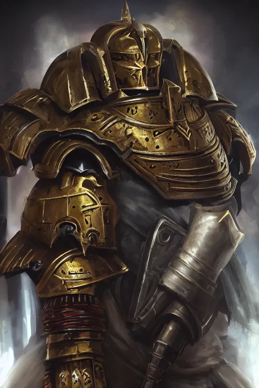 Image similar to armor portrait heros warhammer 4 0 k horus heresy fanart - the primarchs emperor by johannes helgeson animated with vfx concept artist & illustrator global illumination ray tracing hdr fanart arstation zbrush central hardmesh 8 k octane renderer comics stylized