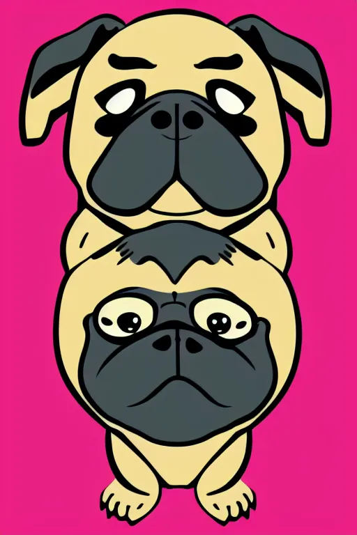 Image similar to Sumo wrestler pug, sticker, colorful, illustration, highly detailed, simple, smooth and clean vector curves, no jagged lines, vector art, smooth