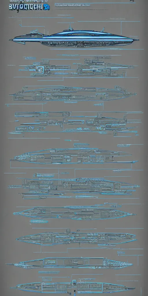 Prompt: detailed infographic blueprint of a spaceship in the style of eve online