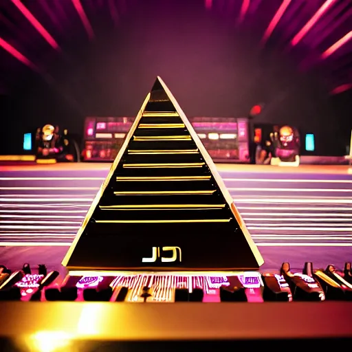 Prompt: pyramid on the dj decks