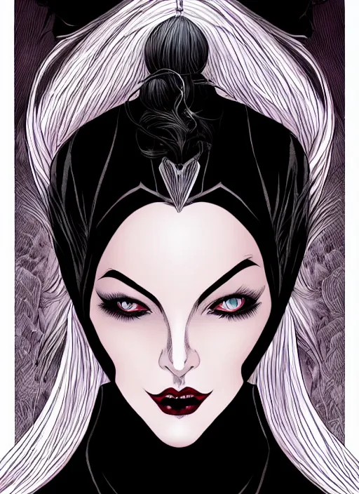 Image similar to lili st. cyr as a vampire queen, science fiction comic illustration by sana takeda and jenny frison, intricate, stunning inking lines, hyper detailed, 4 k, hd, award winning, photorealistic