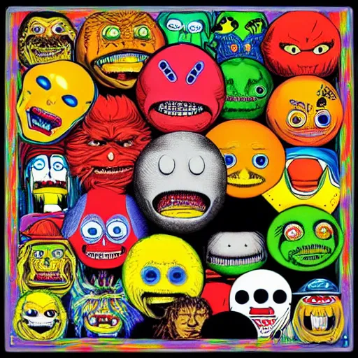 Image similar to 8 0's madballs toys on led zeppelin album cover, 8 k resolution hyperdetailed photorealism