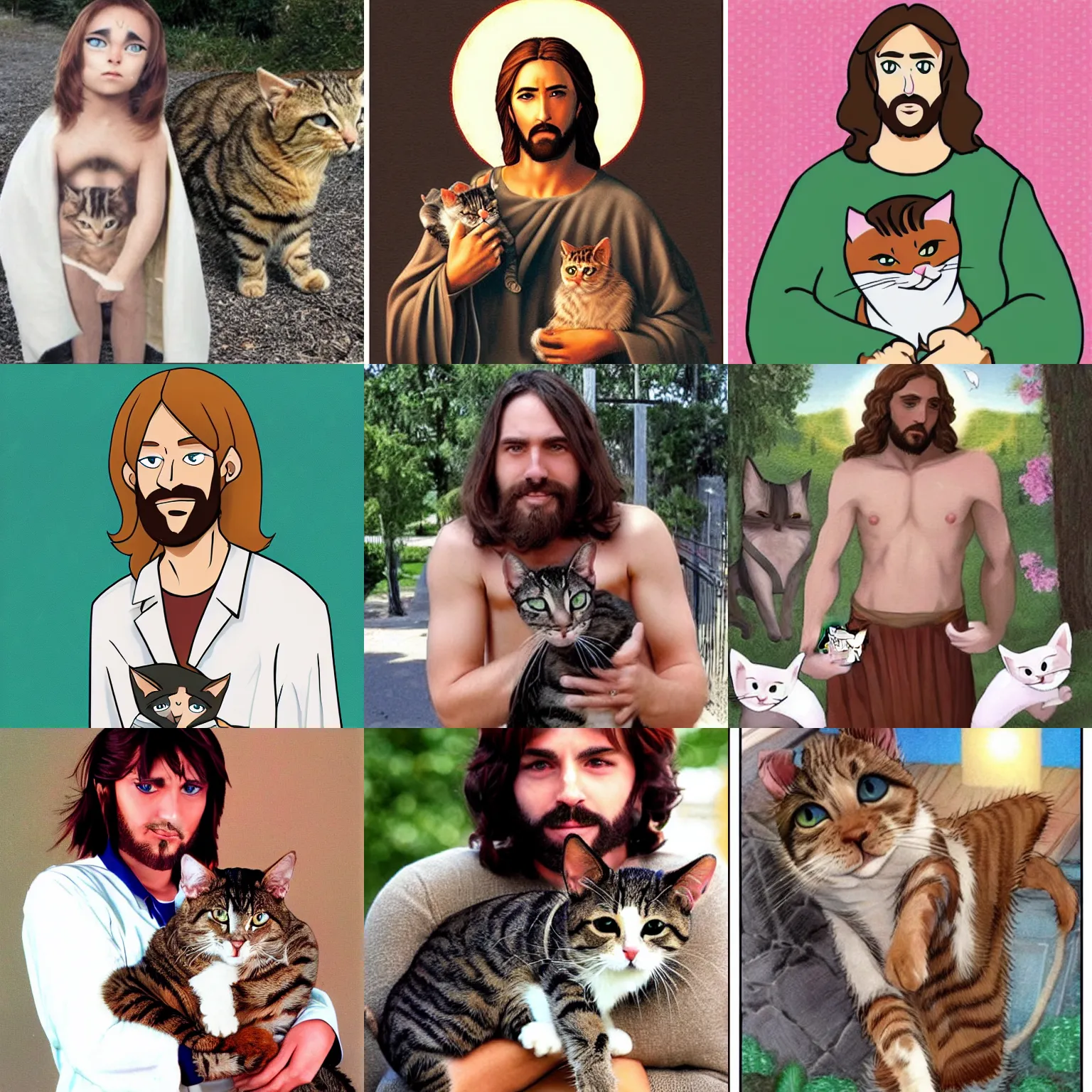 Prompt: jesus is a cat boy hybrid