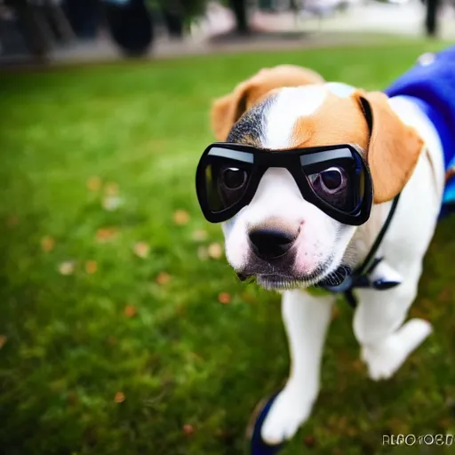 Image similar to a cute puppy wearing a doctor, dog cosplay, Canon EOS R3, f/1.4, ISO 200, 1/160s, 8K, RAW, unedited, symmetrical balance, in-frame