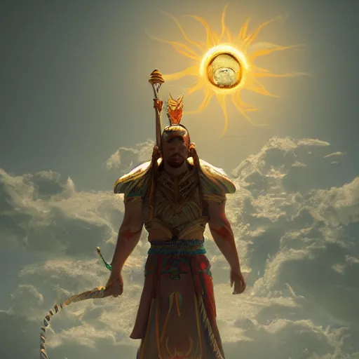 Image similar to god of sun, concept art, highly detailed, digital painting, cinematic light, sharp focus, octane render