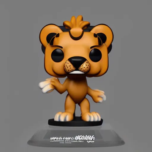 Image similar to a funko pop lion, 4 k, highly detailed