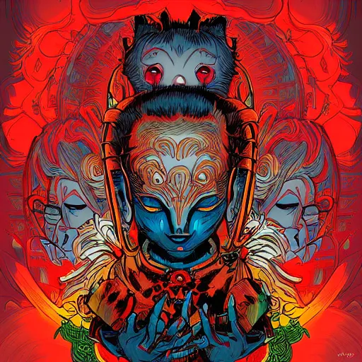 Image similar to Asura by James Jean and dan mumford and strongstufftom