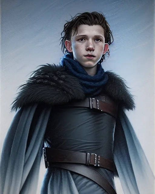 Prompt: tom holland in the nights watch | | realistic shaded, fine details, realistic shaded lighting painting by greg rutkowski, diego gisbert llorens, magali villeneuve, artgerm, jeremy lipkin, michael garmash, rob rey