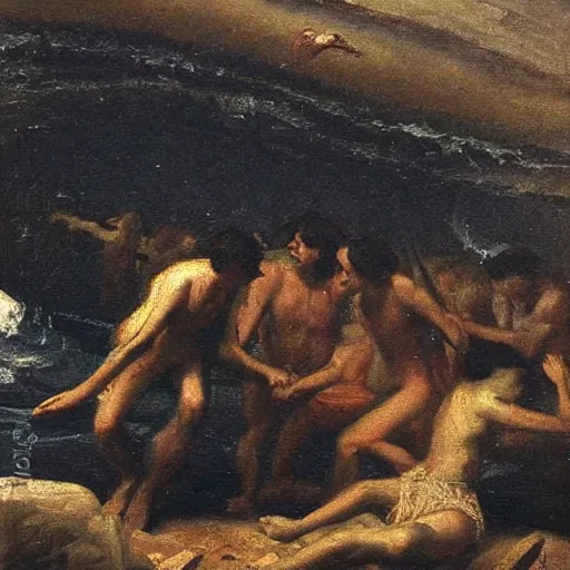 Image similar to the abyss, 1 9 th century oil painting