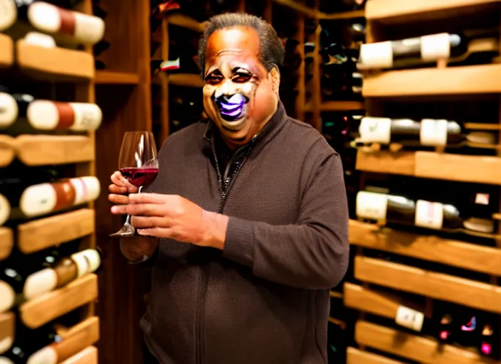 Prompt: photo of jon lovitz enjoying a nice glass of wine in a wine cellar, 8 k, 5 2 mm, f 1. 8