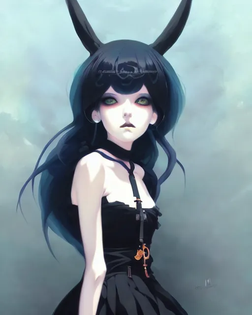 Prompt: portrait of cute goth girl, anime key visual, by peter mohrbacher and ilya kuvshinov and wlop and makoto shinkai and studio ghibli