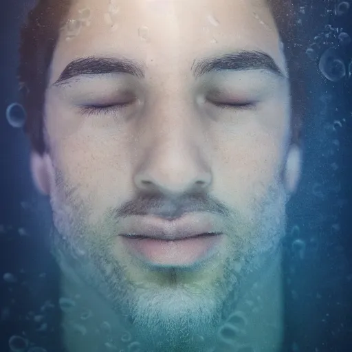 Image similar to portrait of john barilaro, floating under the deep dream water, beautiful smooth soft light + white petal, by personal photography, art by brookskim, closeup, 4 k, highly detailed, instagram,