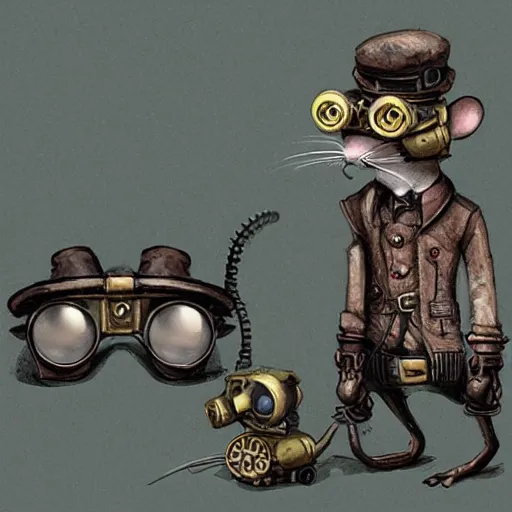 Image similar to a rat with steampunk googles, by Ian McQue