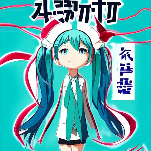 Prompt: hatsune miku running for president, political poster by studio ghibli