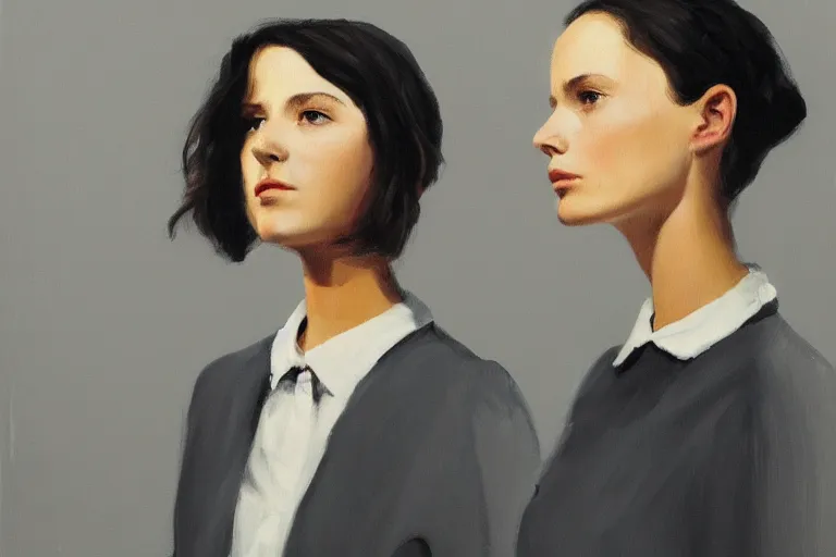 Image similar to young stewardesses fashion model portrait artwork by tim eitel