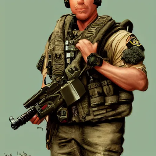 Image similar to Will Ferrell as a navy SEAL, high resolution fantasy concept art, intricate details, soft lighting